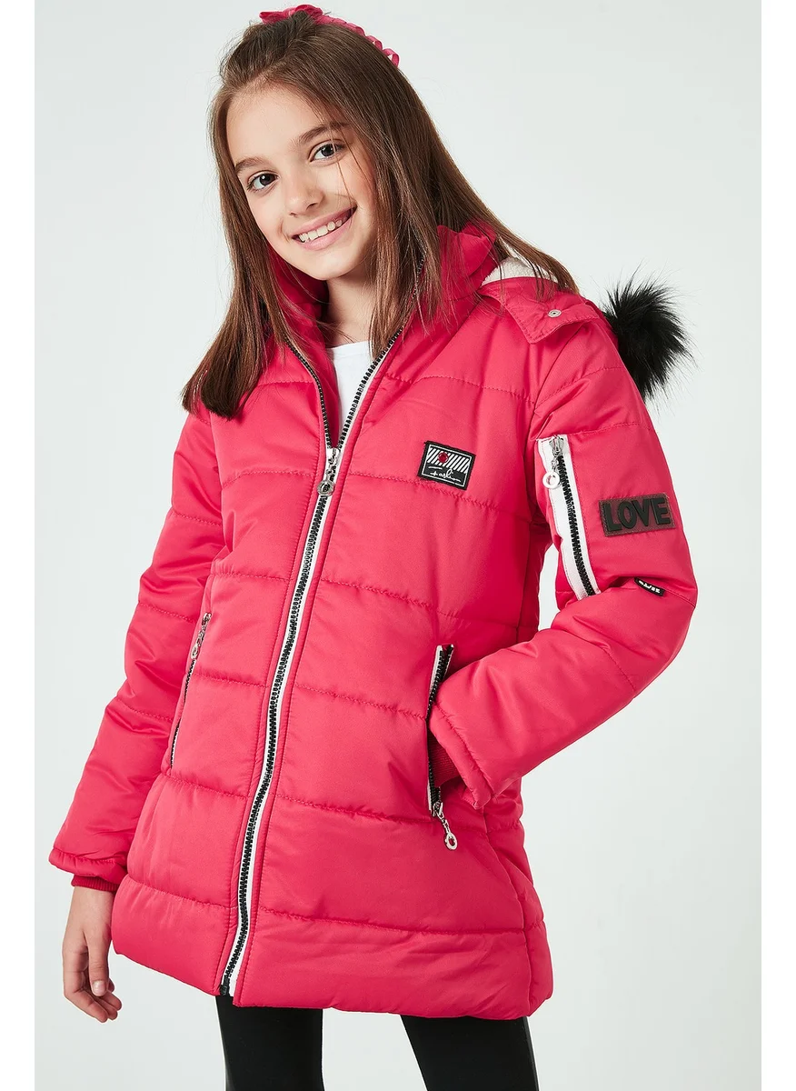 Lela Side Faux Fur Hooded Coat with Pockets Girl's COAT 6035054