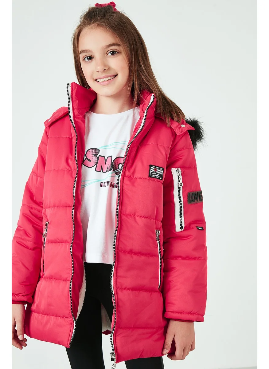 Lela Side Faux Fur Hooded Coat with Pockets Girl's COAT 6035054