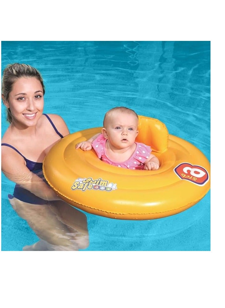 Swim Safe Baby Swimming Float - Triple Yellow Swim Ring Safe Seat Step A Inflatable Pool Floats for 0-12 months Babies. Suitable for Baby Bath, Swimming Pool with Topline Card. - Image 2