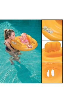 Generic Swim Safe Baby Swimming Float - Triple Yellow Swim Ring Safe Seat Step A Inflatable Pool Floats for 0-12 months Babies. Suitable for Baby Bath, Swimming Pool with Topline Card.  - Image 3