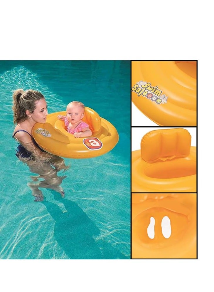 Swim Safe Baby Swimming Float - Triple Yellow Swim Ring Safe Seat Step A Inflatable Pool Floats for 0-12 months Babies. Suitable for Baby Bath, Swimming Pool with Topline Card. - Image 3