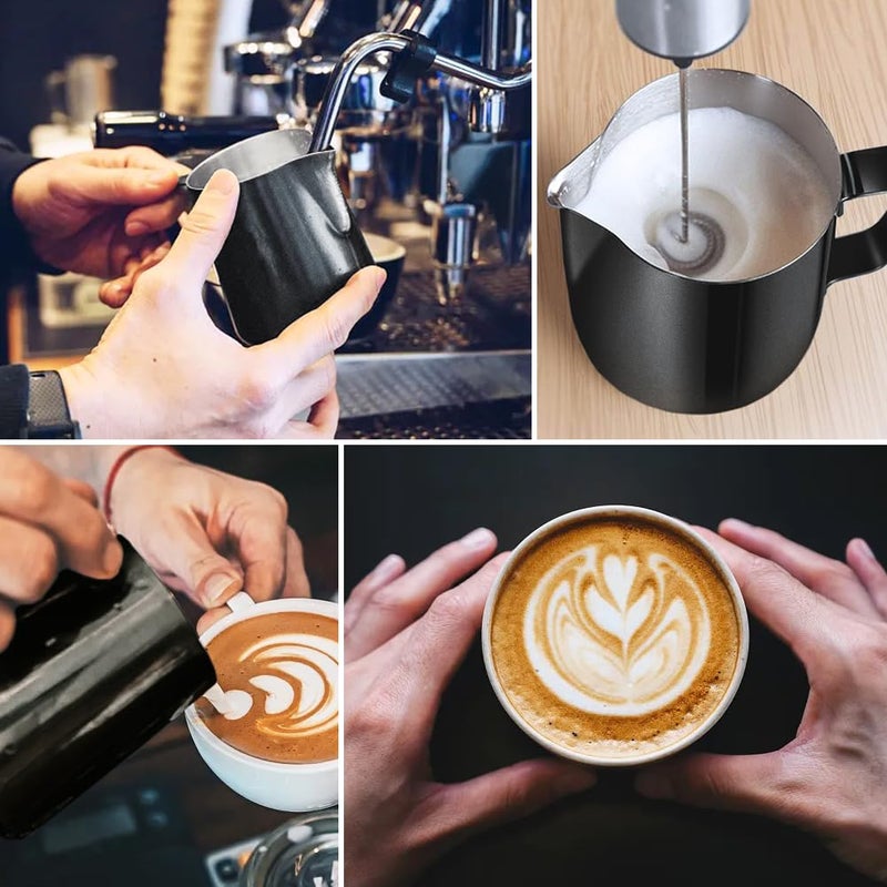 NewGF Frothing Milk Pitcher, 12 oz/350 ml Stainless Steel Frothing Milk Jug with Latte Art Pen,with Internal Measurements, for Cappuccino, Espresso and More - Image 2