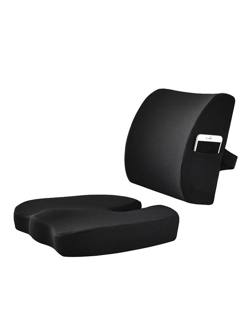Sharpdo Gel Seat Cushion Back Cushion Set, For Car Office Computer Chair Black - Image 1