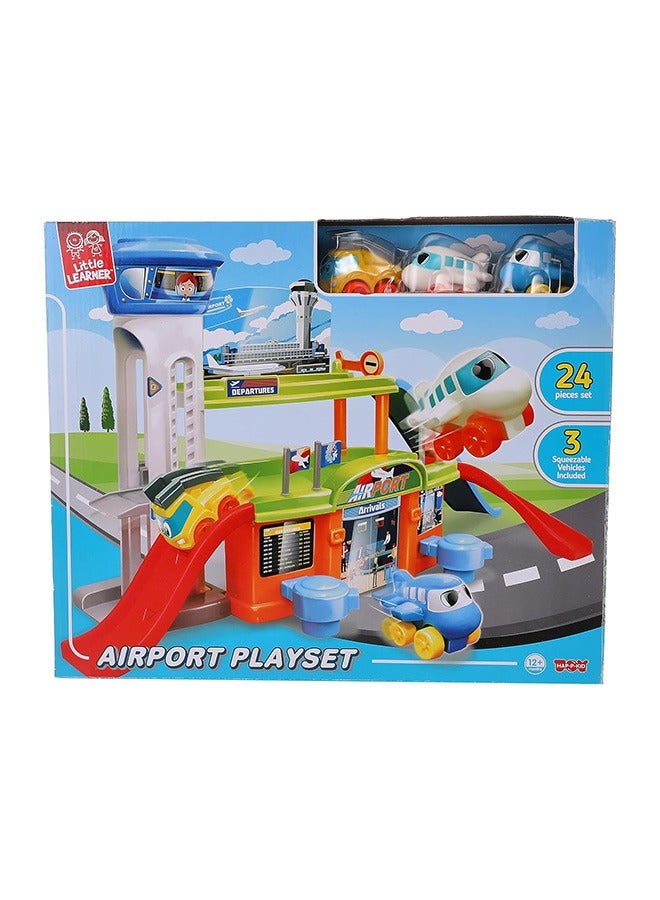 Happy Kids مجموعة ألعاب مطار المتعلمين الصغار - لعبة تمثيلية واقعية مع مركبات - Image 1