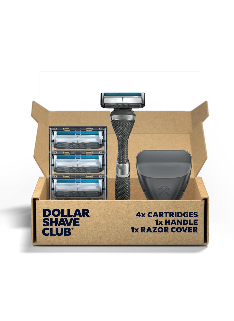 DOLLAR SHAVE CLUB Dollar Shave Club  Travel Shave Set  4 Extra Close Refill Cartridges 1 Handle 1 Razor Cover 