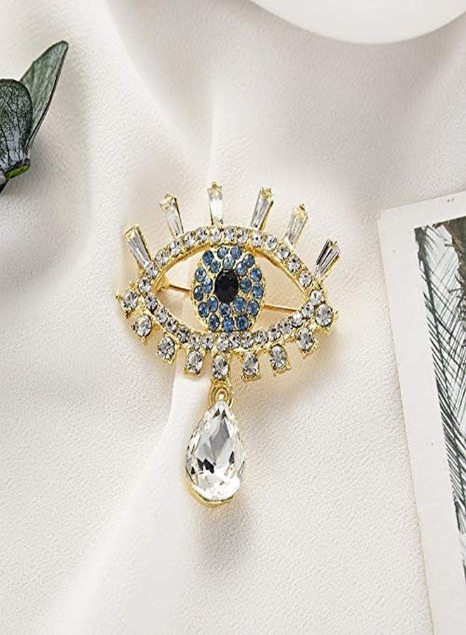 ROFARSO Lucky Charm Evil Eye with Tears Aojo Brooch Pin for Women Fully-Jewelled with Rhinestone Crystal for Wedding Party Prom Gift Accessories for Shawl Scarf Buckle Sweater Cardigan - Image 2