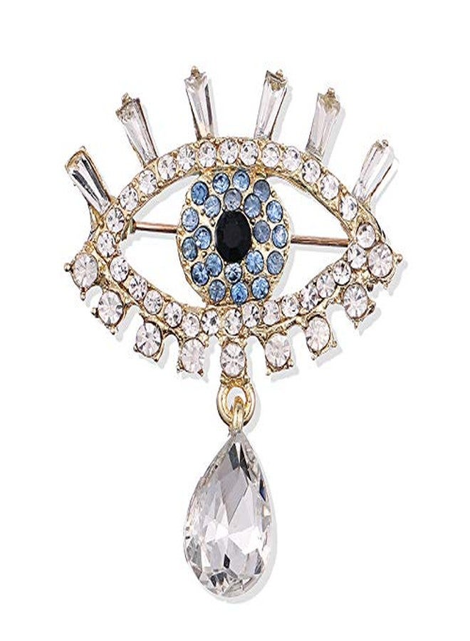 ROFARSO Lucky Charm Evil Eye with Tears Aojo Brooch Pin for Women Fully-Jewelled with Rhinestone Crystal for Wedding Party Prom Gift Accessories for Shawl Scarf Buckle Sweater Cardigan - Image 1