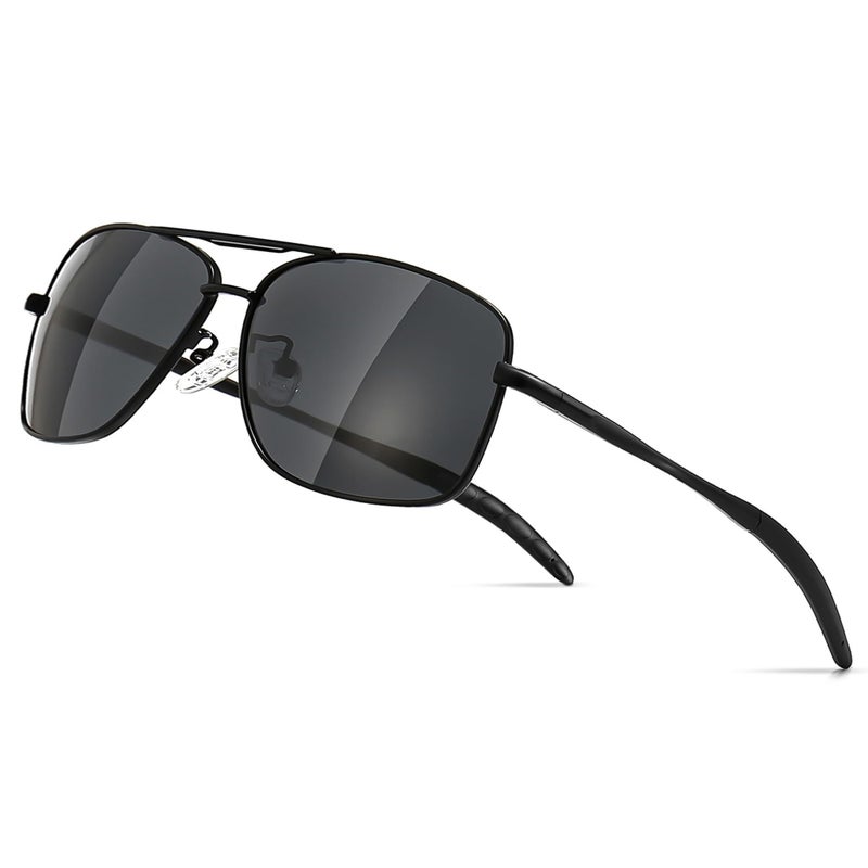 SUNGAIT Men's Polarized Sunglasses Durable Metal Frame for Fishing Driving Golf (Black Frame/Grey Lens) SGT925HH - Image 1