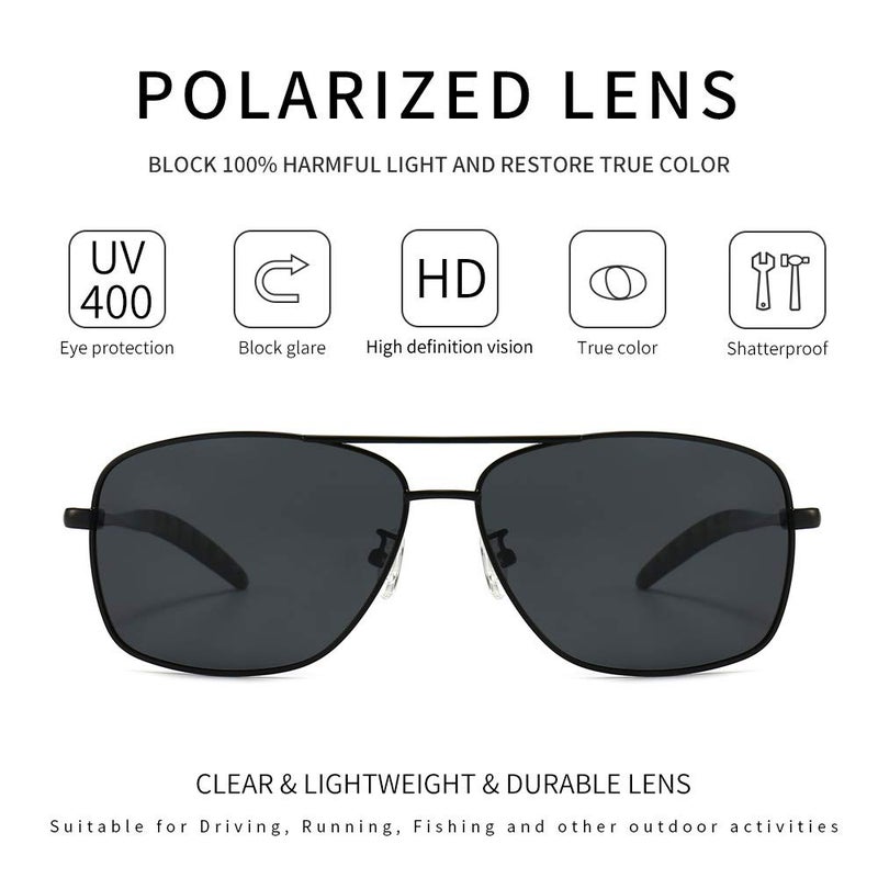 SUNGAIT Men's Polarized Sunglasses Durable Metal Frame for Fishing Driving Golf (Black Frame/Grey Lens) SGT925HH - Image 3