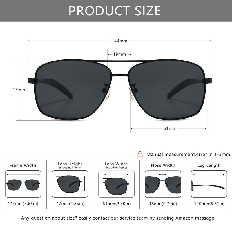 SUNGAIT Men's Polarized Sunglasses Durable Metal Frame for Fishing Driving Golf (Black Frame/Grey Lens) SGT925HH - Image 5
