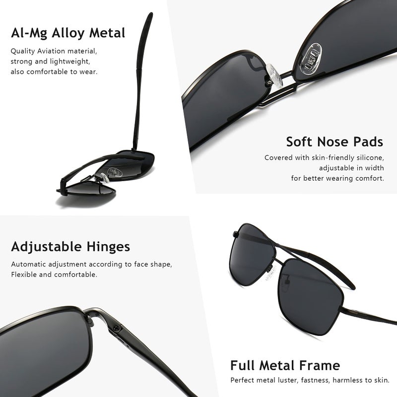 SUNGAIT Men's Polarized Sunglasses Durable Metal Frame for Fishing Driving Golf (Black Frame/Grey Lens) SGT925HH - Image 4