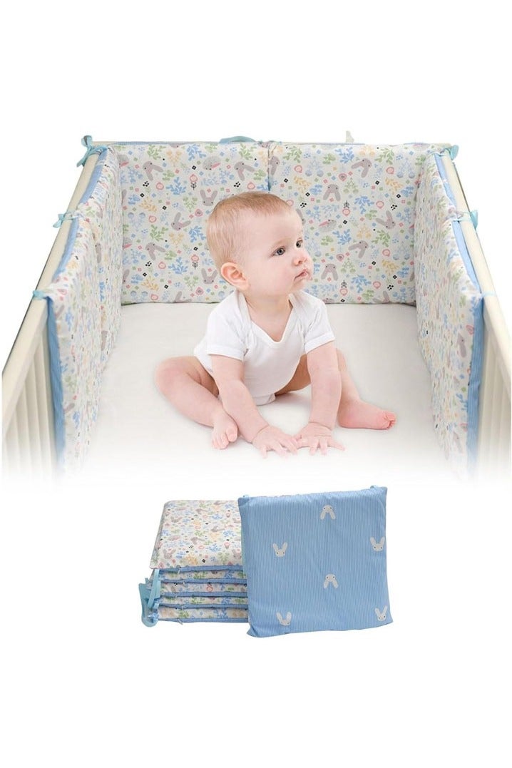 L&E 6Pcs Soft Cotton Rectangle Surround Pads for Boys Girls, Toddler Bedding Set, Soft Breathable Anti-Collision Fence Pads for Crib, Printed Crash Barrier for Kids Home Decor Gifts - Image 1