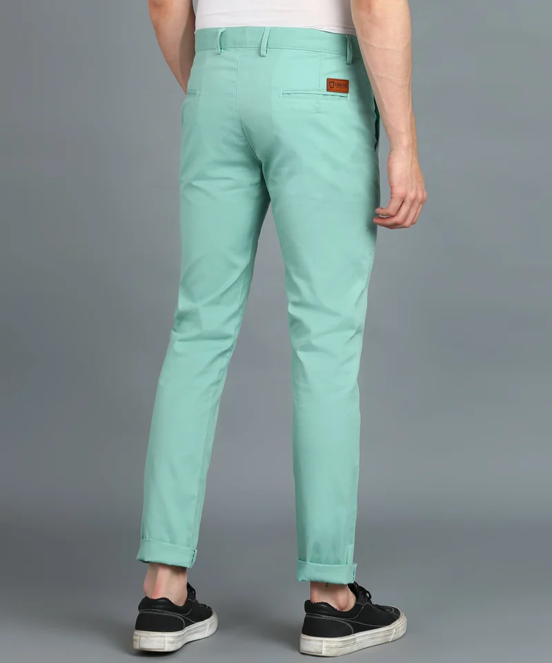 Urbano Fashion  Urbano Fashion Men's Green Cotton Slim Fit Casual Chinos Trousers for Men | Best Price UAE