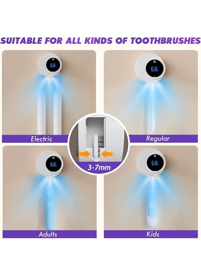 Smart UV Toothbrush Sterilizer and Dryer, Wall Mounted No Drill Toothbrush Holder with Auto Sensor, Rechargeable Bathroom Toothbrush Disinfection Box for Family Travel Use - Image 4