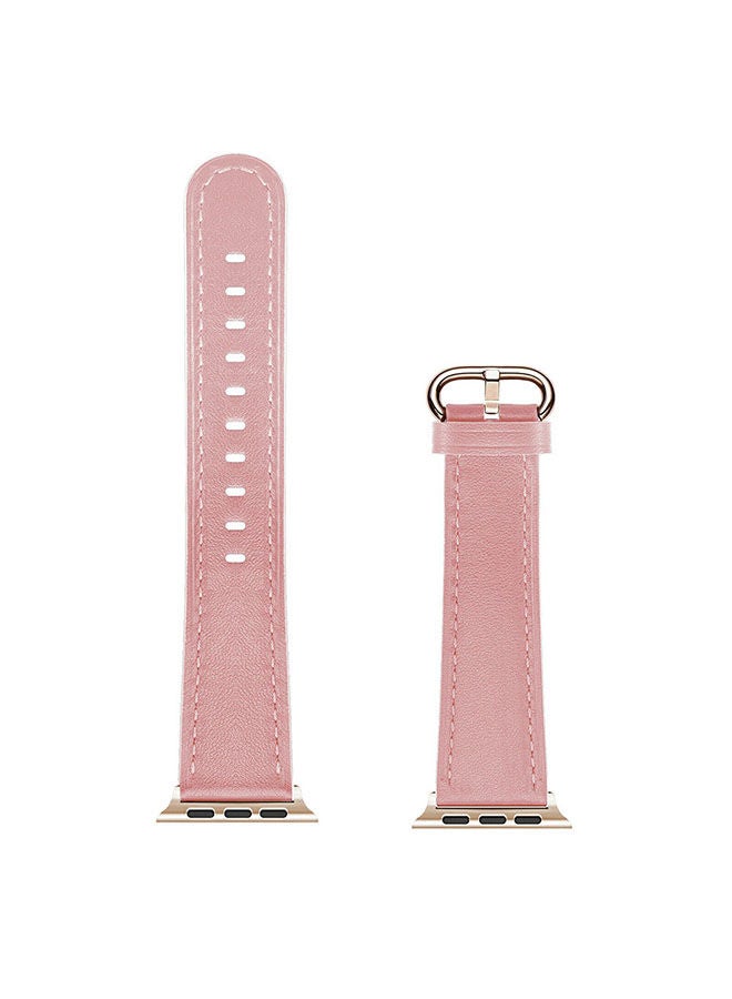 O Ozone Leather Strap For Apple Watch Series 10 | Ultra 2 | 8 Ultra | 9 | 8 | 7 | 6, 49/46/45/44/42mm , Premium Leather Replacement Wristband Women Men- Pink  - Image 1