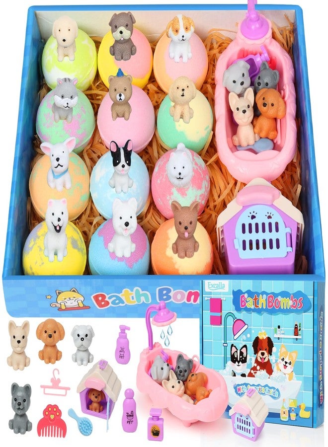 Excalla Bath Bombs for Kids with Toys Inside for Girls Boys, 12 Pack Kids Bath Bombs with Surprise Dog Pretend Playset, Handmade Bubble Bath Fizzies Birthday Christmas Gift Set - Image 1