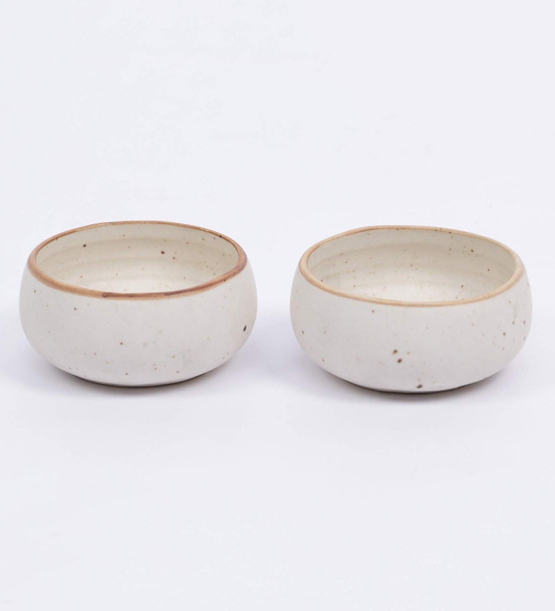 miah decor Miah Décor Ceramic Mini Dip Bowl for Serving Chutney Salsa Pickle, Sauce Handcrafted Rustic Biege Dip Bowls with a Terracotta Rim-160 ml - Image 2