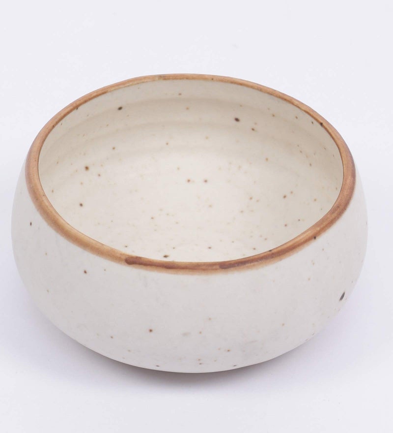 miah decor Miah Décor Ceramic Mini Dip Bowl for Serving Chutney Salsa Pickle, Sauce Handcrafted Rustic Biege Dip Bowls with a Terracotta Rim-160 ml - Image 5