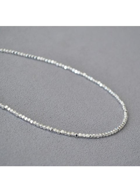 And Korean-style Niche Shiny Silver Chamfered Square Beads Broken Fashionable Simple Elegant Short Thin Necklace Collarbone Chain For Women