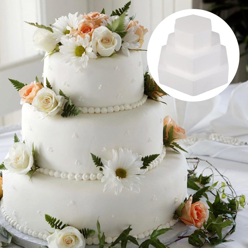 3pcs Foam Cake Dummy Disc Hexagon Foam Cake Model for Baking Crafting Modeling Wedding Display Window Floral Arrangements 4 Inch 6 Inch 8 Inch - Image 4
