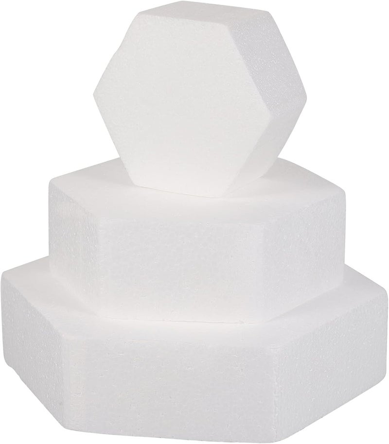 3pcs Foam Cake Dummy Disc Hexagon Foam Cake Model for Baking Crafting Modeling Wedding Display Window Floral Arrangements 4 Inch 6 Inch 8 Inch - Image 1