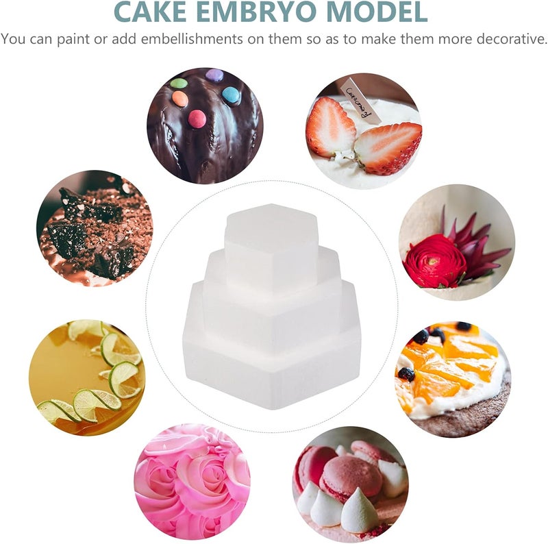 3pcs Foam Cake Dummy Disc Hexagon Foam Cake Model for Baking Crafting Modeling Wedding Display Window Floral Arrangements 4 Inch 6 Inch 8 Inch - Image 2