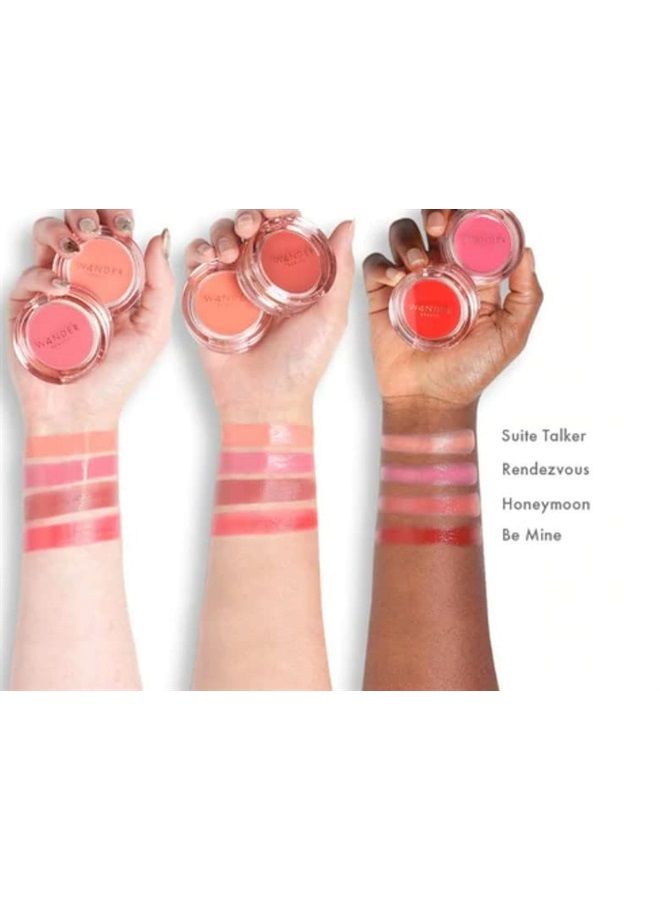 Wander Beauty Double Date Lip and Cheek - Honeymoon/Swipe - 4-in-1 Cream Blush & Lip Tint - Blush, Lip Moisturizer, Lip Balm, & Eye Gloss - Multitasking Eye, Cheek, and Lip Makeup With Green Tea