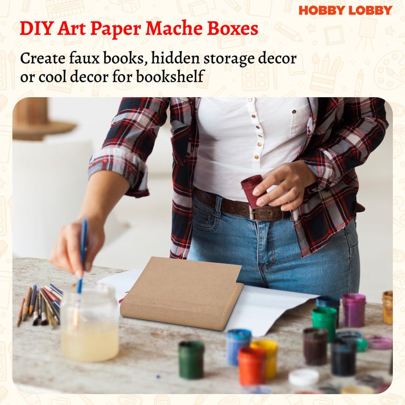 Hobby Lobby صندوق كتب من ورق ماشي مستطيل من هوبي لوبي (مجموعة من 3) - صناديق كتب مزيفة بسيطة لتزيين DIY - صندوق تخزين للحرف اليدوية - صندوق تخزين متين مزيف - كتب زخرفية لتزيين الرفوف والمزيد - Image 4