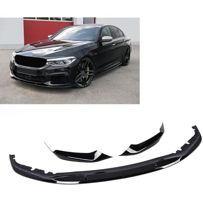 Asixxsix Front Bumper Lip Splitter Protector Replacement for 5 Series G30 G31 M Sport 540i M550i 2017-2020, Lower Valance Chin Lip Spoiler Splitter Protector Body Kit, Gloss Black - Image 1