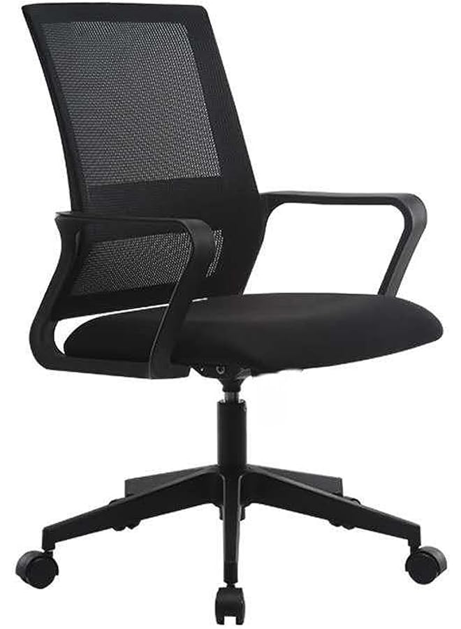 الكبريت كرسي مكتب مريح مع ارتفاع قابل للتعديل ومسند ظهر داعم لأسفل الظهر، أسود - Image 1