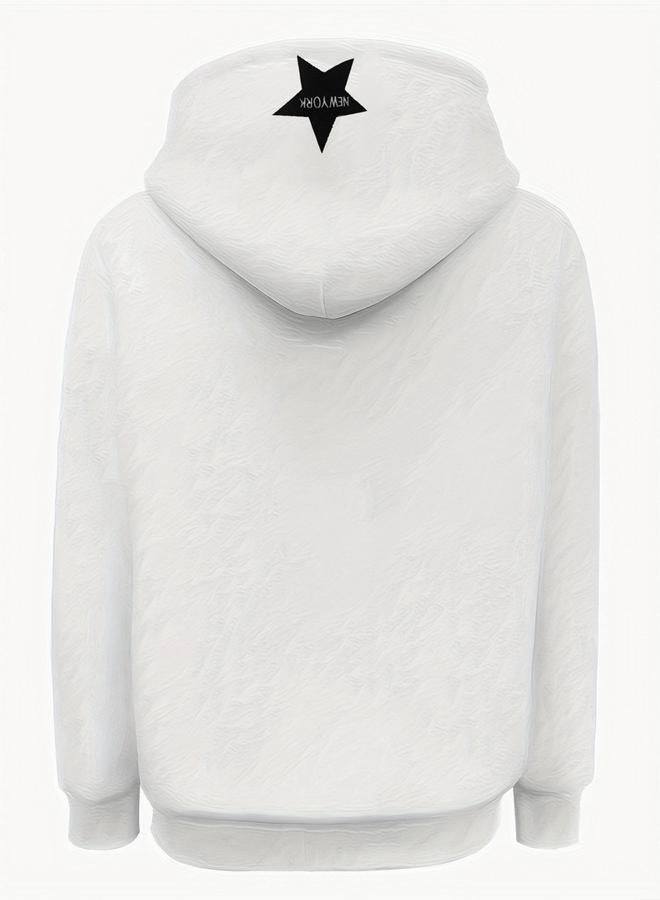 Take Two White Graphic Patch Detail Hooded Jacket - Image 3
