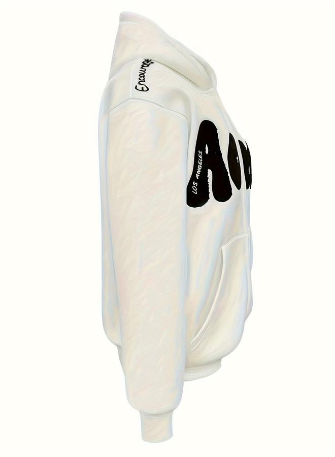 Take Two White Graphic Patch Detail Hooded Jacket - Image 2