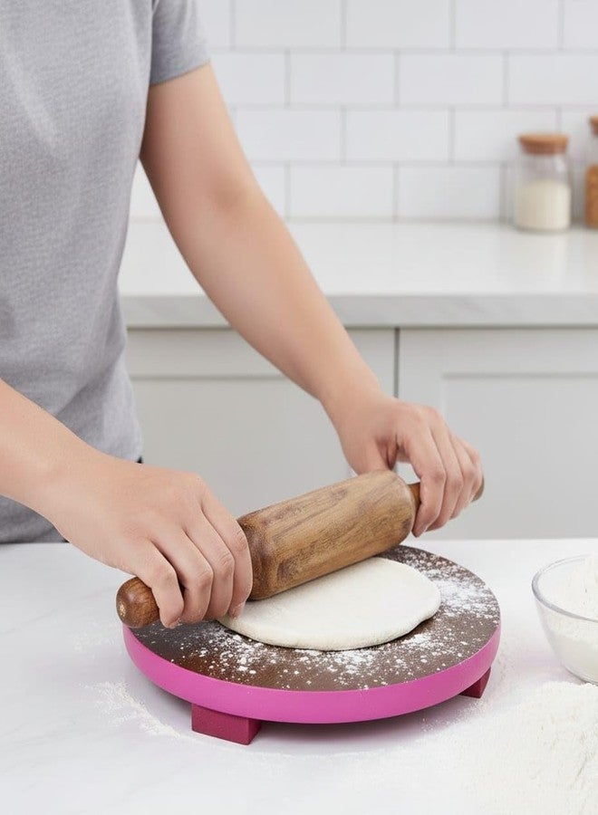 SHIFA CRAFT Roti Roller Rolling Board | Roti Maker | Phulka Maker | Rolling Pin Board or Round Board | Chapati Maker chakla for Home & Kitchen(Daily Use) (Wooden Chakla Belan Set) - Image 2
