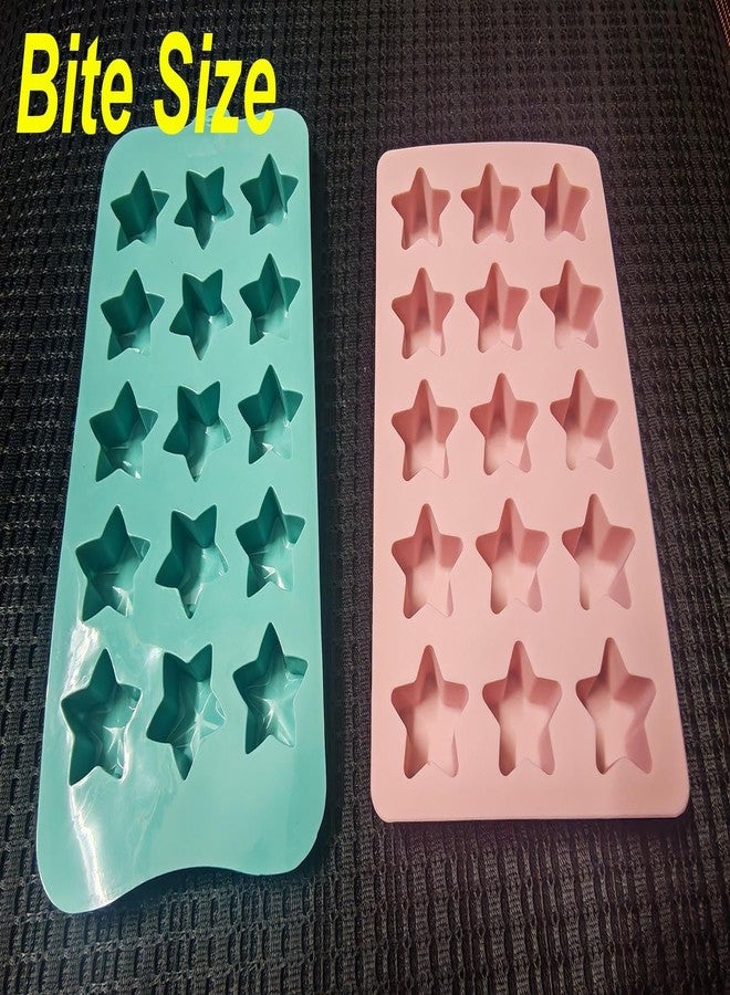 Fuehbur Star-Shaped Silicone Molds 2PCS in Different Size, Fuehbur 15-Cavity Bite Size Star Silicone Candy Molds, Pink and Green, for Chocolate, Baking and Dessert Making - Image 4
