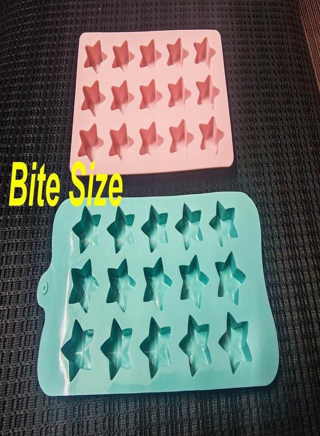 Fuehbur Star-Shaped Silicone Molds 2PCS in Different Size, Fuehbur 15-Cavity Bite Size Star Silicone Candy Molds, Pink and Green, for Chocolate, Baking and Dessert Making - Image 5