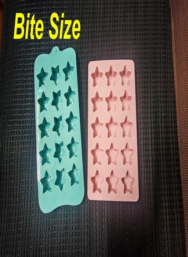 Fuehbur Star-Shaped Silicone Molds 2PCS in Different Size, Fuehbur 15-Cavity Bite Size Star Silicone Candy Molds, Pink and Green, for Chocolate, Baking and Dessert Making - Image 3
