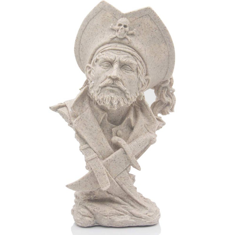 HW Sandstone Pirate Figurines  Buccaneer Francis Drake Statue Decoration for HomeStudyLiving Room Great Collectible Figurines Best Gift for The Man Sandstone Color HH17D5