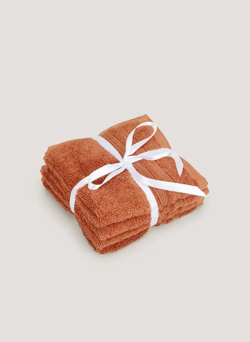Matalan 4 Pack Orange 100% Egyptian Cotton Face Cloths