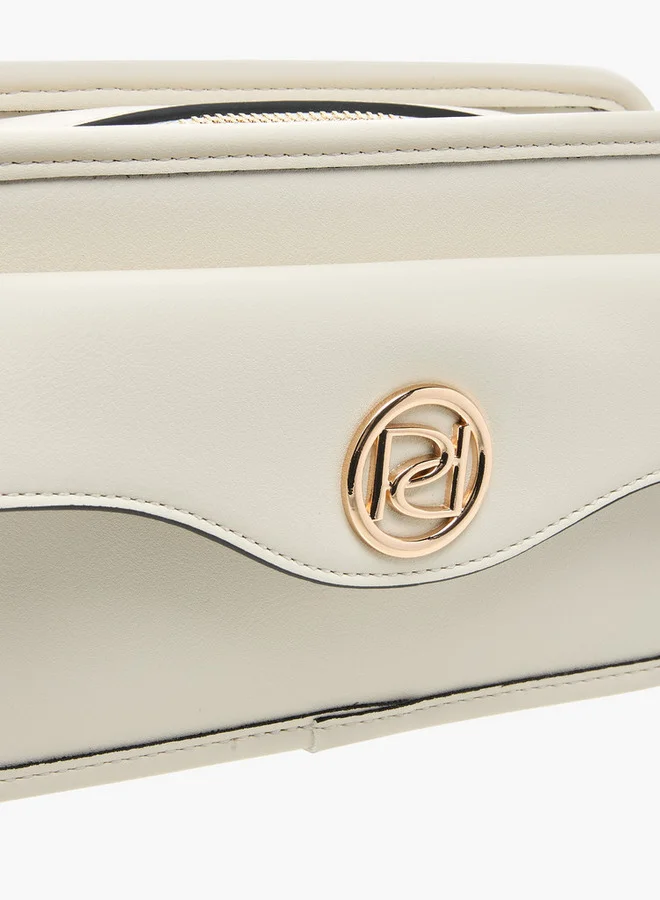 Paprika Metal Accent Crossbody Bag with Zip Closure and Detachable Strap