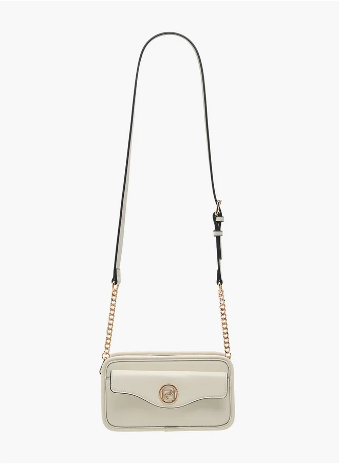 بابريكا Metal Accent Crossbody Bag with Zip Closure and Detachable Strap