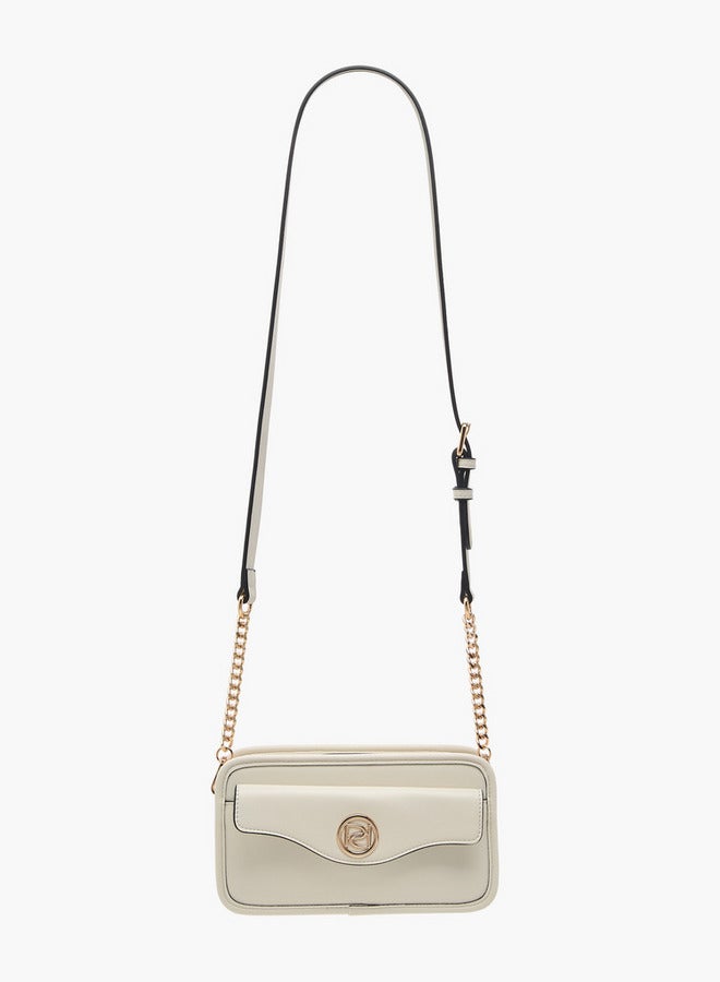 Paprika Metal Accent Crossbody Bag with Zip Closure and Detachable Strap - Image 2