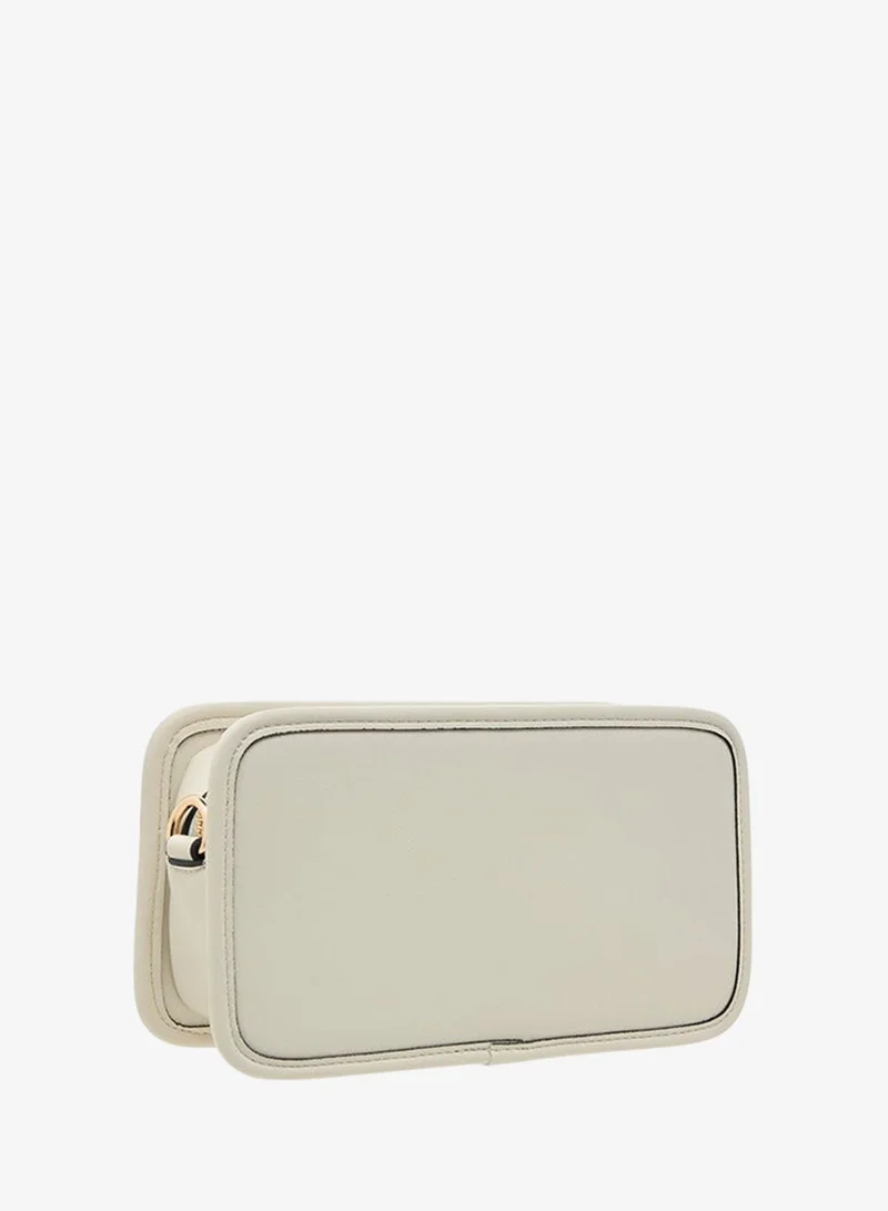 Paprika IVORY Metal Accent Crossbody Bag with Zip Closure and Detachable Strap for Women | Best Price UAE