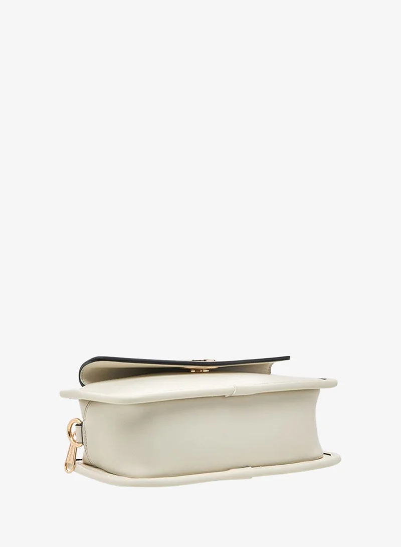Paprika IVORY Metal Accent Crossbody Bag with Zip Closure and Detachable Strap for Women | Best Price UAE