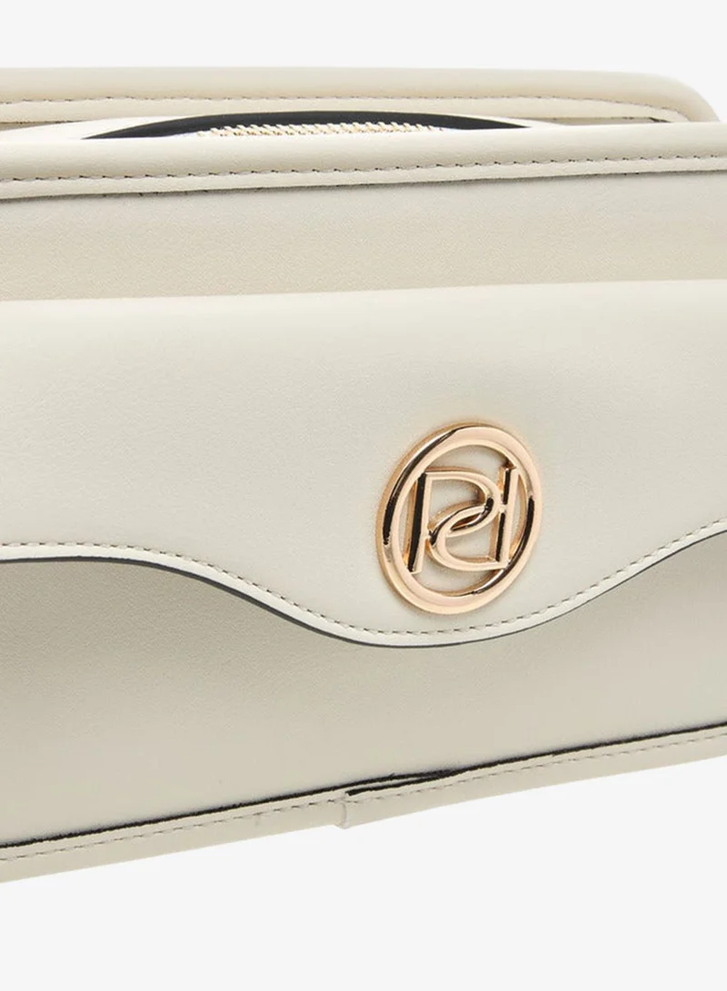 Paprika IVORY Metal Accent Crossbody Bag with Zip Closure and Detachable Strap for Women | Best Price UAE