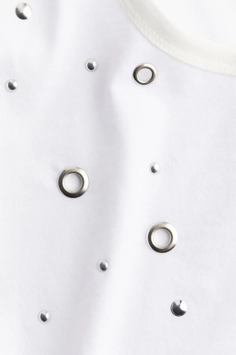 H&M Cropped embellished T-shirt