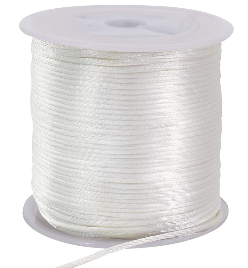 TONIFUL 1.5mm x 50 Yards White Nylon Cord Satin String for Bracelet Jewelry Making Rattail Macrame Trim Cord Necklace Bulk Beading Thread Kumihimo Chinese Knot Craft - Image 1