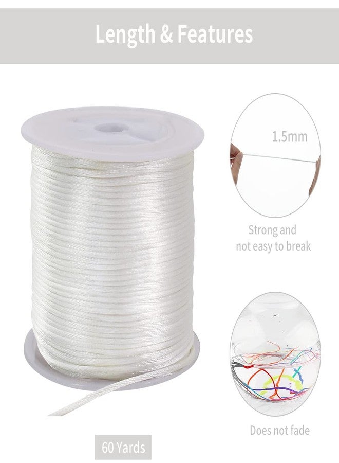 TONIFUL 1.5mm x 50 Yards White Nylon Cord Satin String for Bracelet Jewelry Making Rattail Macrame Trim Cord Necklace Bulk Beading Thread Kumihimo Chinese Knot Craft - Image 2