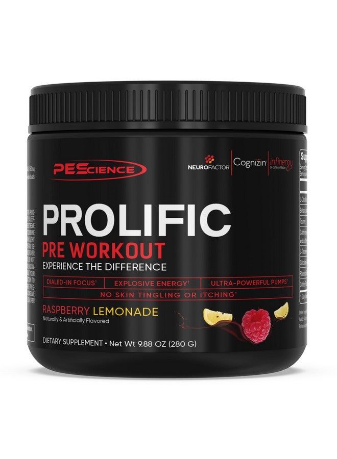 PEScience Prolific Energy Pre Workout - L Citrulline for Nitric Oxide, Rhodiola & CDP Choline Nootropic for Focus - Preworkout for Men & Women - 40 Scoops, Raspberry Lemonade - Image 1
