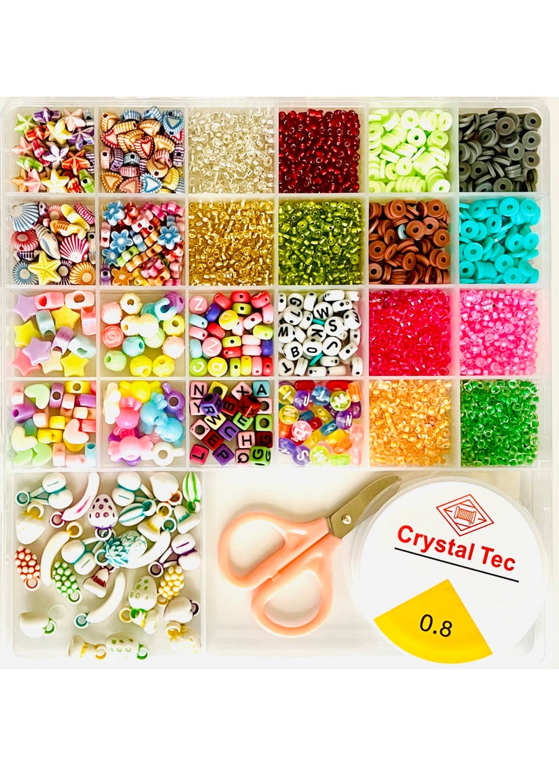 كريستال تيك DIY المجوهرات صنع كيت اليدوية قلادة سوار القرط خاتم قلادة سلسلة المفاتيح صنع كيت مع البذور البوب شقة شل الخرز رسائل الأشكال سلسلة مقص الفن الحرفية النشاط كيت للأطفال حزب يفضل هدايا حقيبة هدايا العودة الهدايا نمط 4  - Image 1