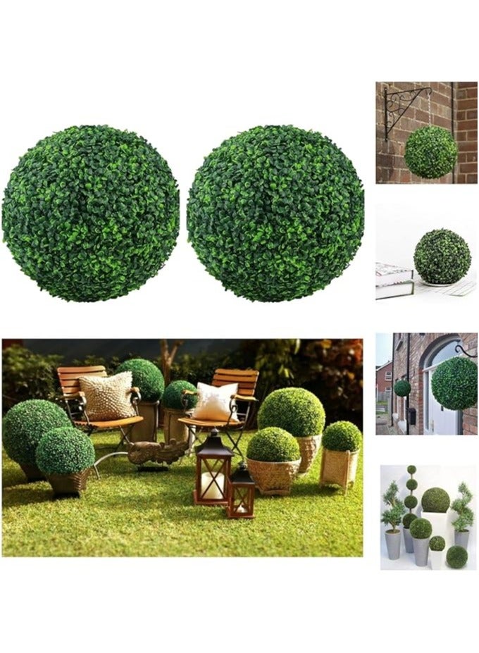 LINGWEI 2pcs Artificial Topiary Ball Indoor Outdoor Fake Boxwood Plant Decorative Balls Faux Plants Garden Spheres Artificial Grass Dome Ball Plants Grass Ball Artificial Leaf Topiary Ball - Image 4